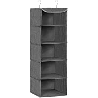 SONGMICS Estante de Almacenamiento Colgantes- Organizador de Ropa de Armario- Ahorro de Espacio y Plegable- Ganchos…